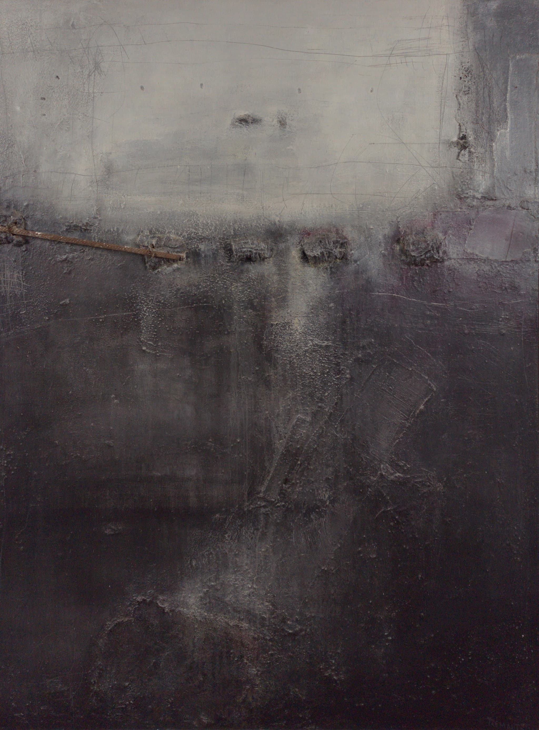 Arcylage Noir (1994) — Mixed media acrylic on canvas by Belgian artist Roger Remaut