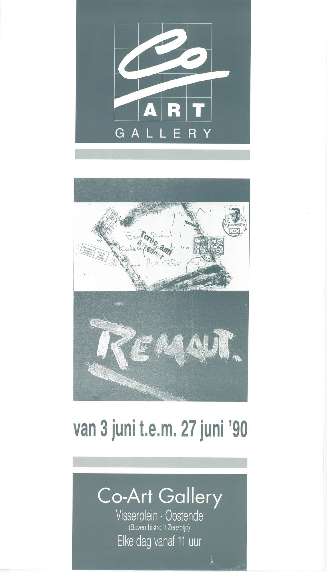 Cartaz de exposição — Galeria Co-Art, Ostende, 1990
