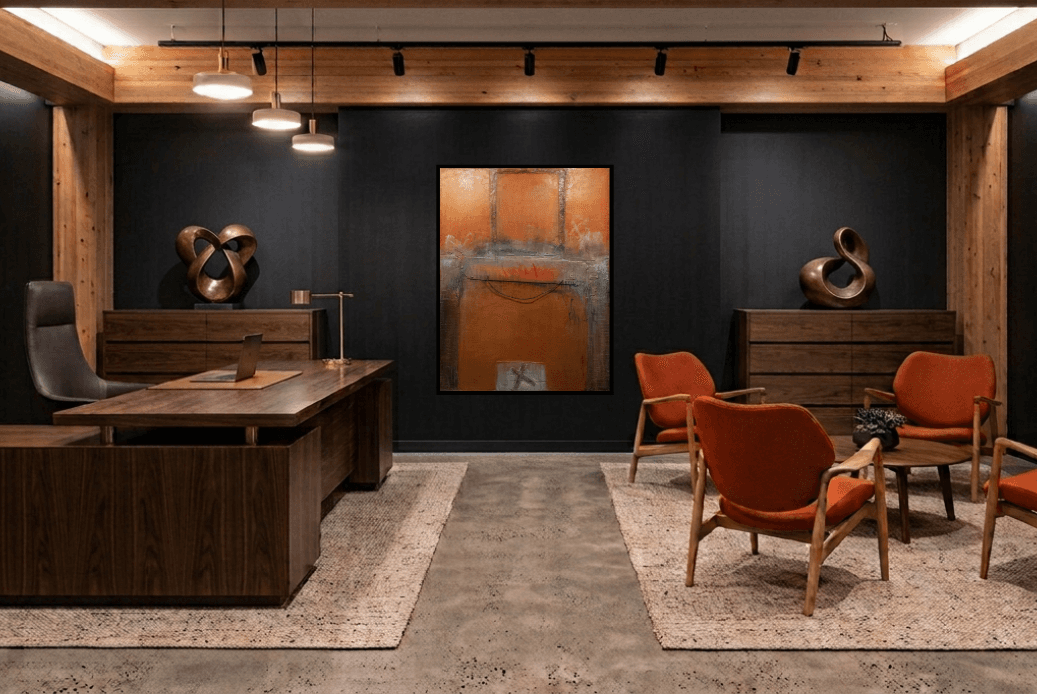 Orange painting by Roger Remaut, Xochi Art Gallery