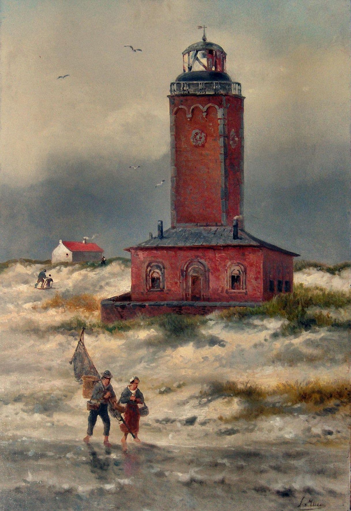 Old Lighthouse with Shrimp Fishermen, 1888 - François Musin